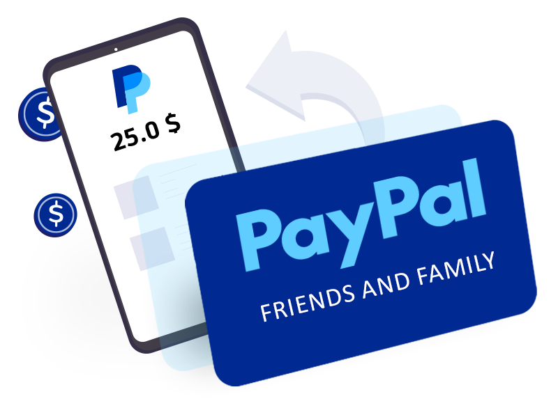 شارژ حساب پی پال Friends & Family، ارزان و بدون کارمزد