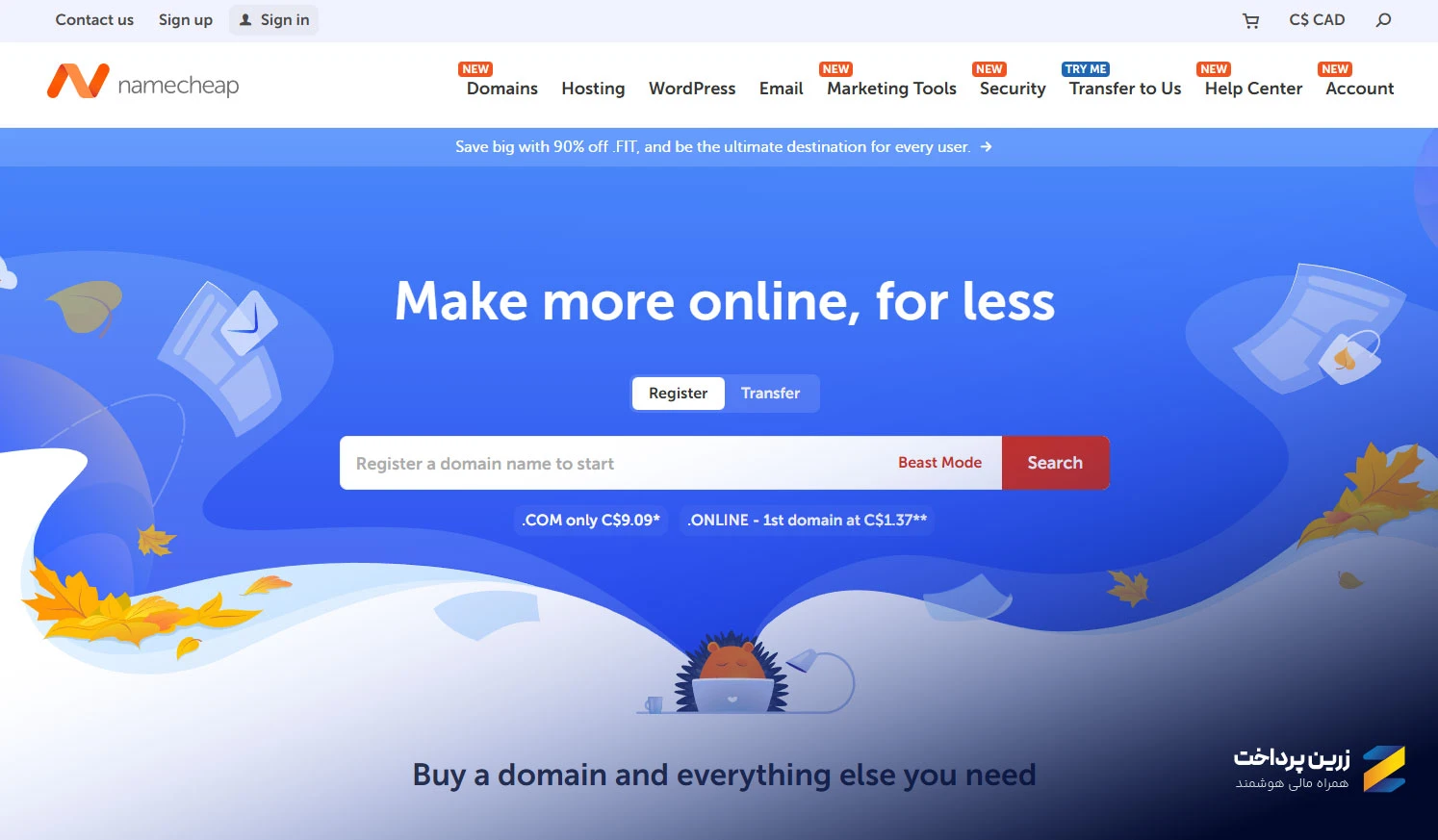 پرداخت در سایت Namecheap برای خرید دامنه و هاست