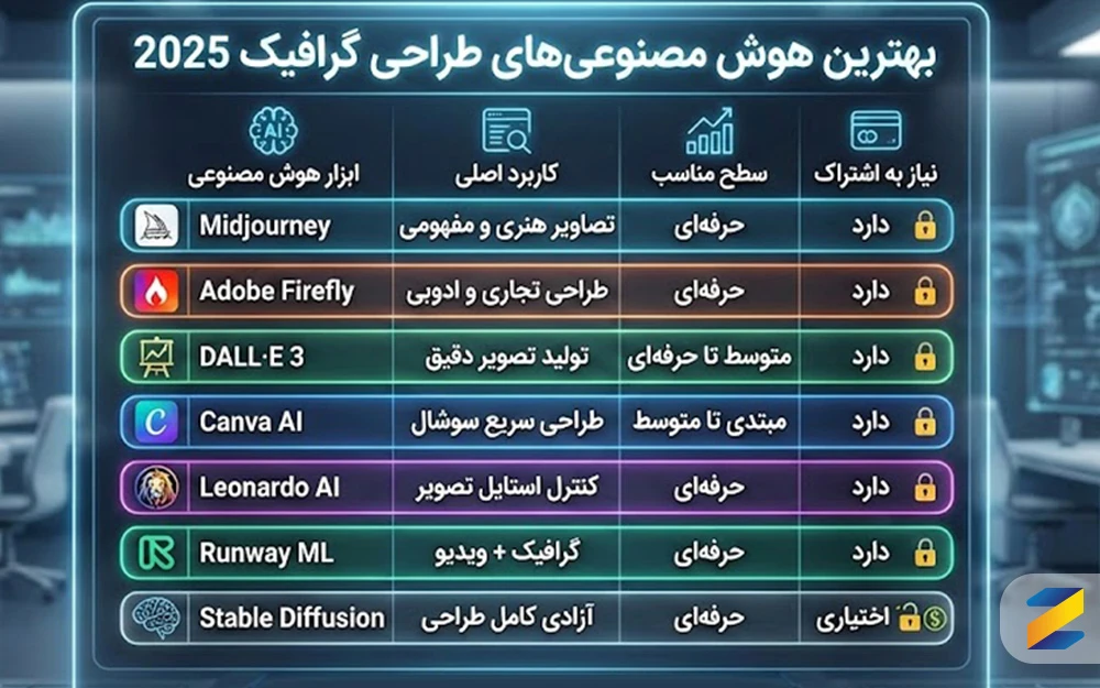 7 هوش مصنوعی برتر طراحی گرافیک در سال 2025؛ ابزارهای ضروری برای گرافیستهای مدرن
