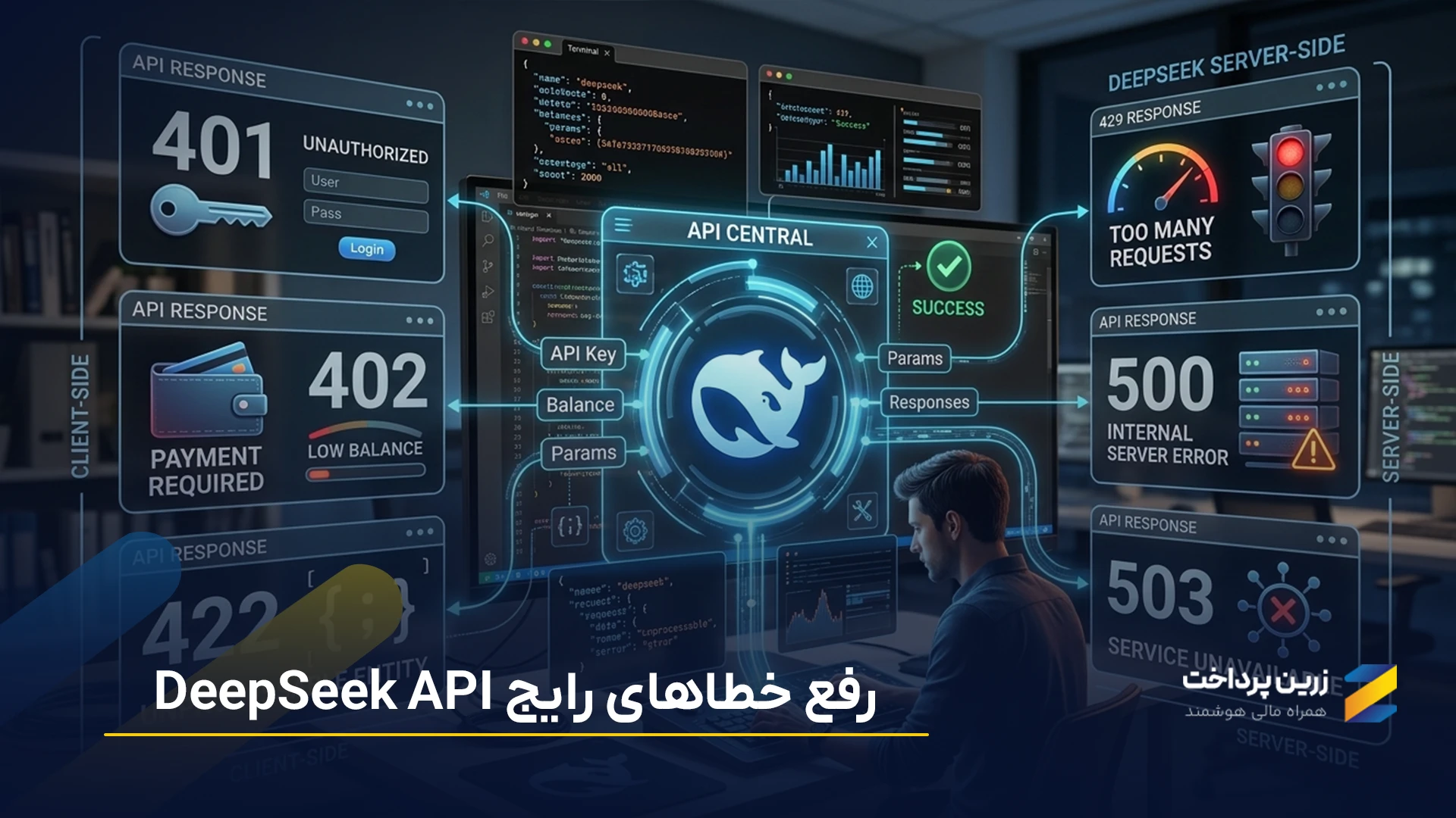 خطاهای دیپ سیک ای پی آی DeepSeek API و روش رفع آن‌ها | علت خطاهای 401، 402، 422، 429 و 503